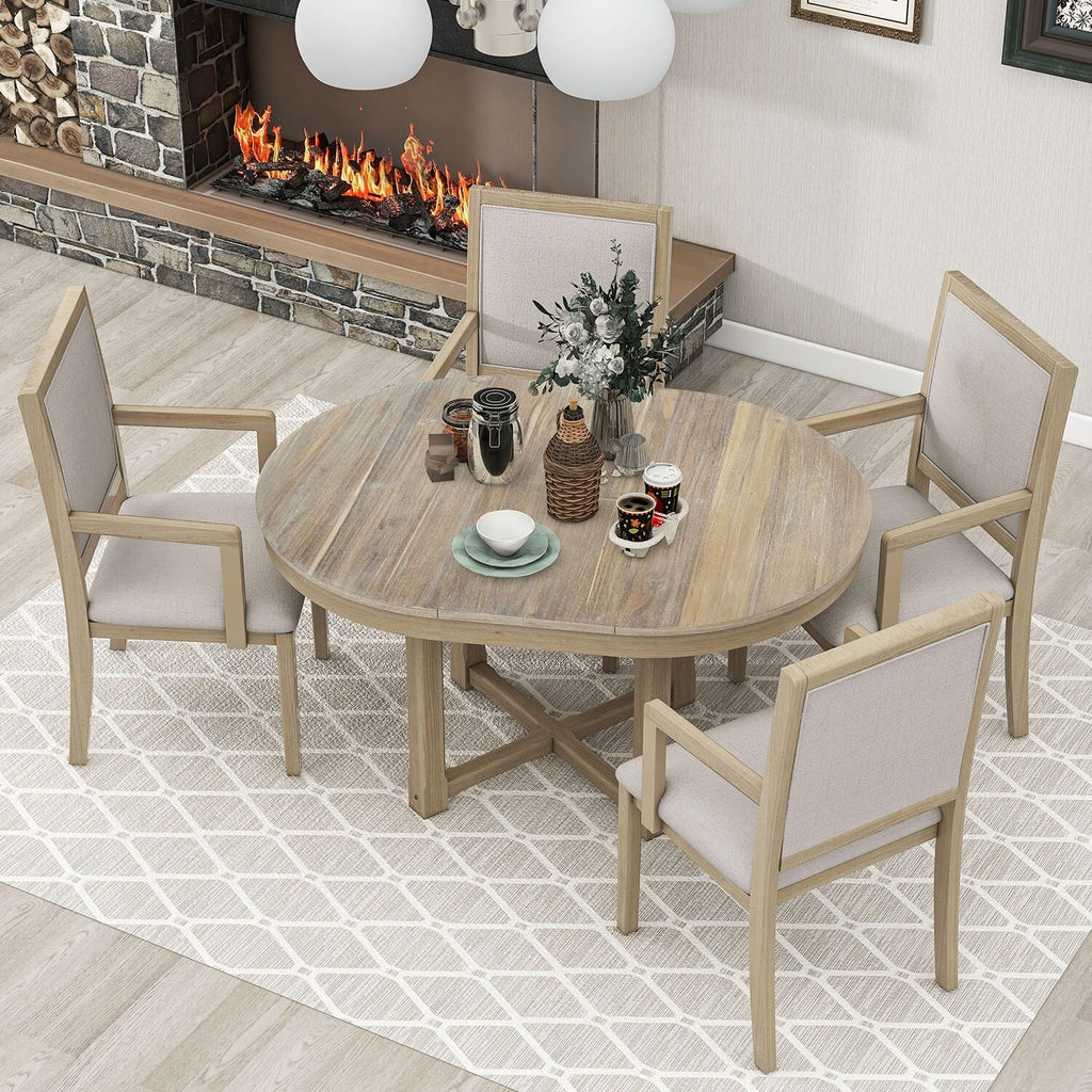 Extendable Wood Dining Table Set, 5-Piece T476437