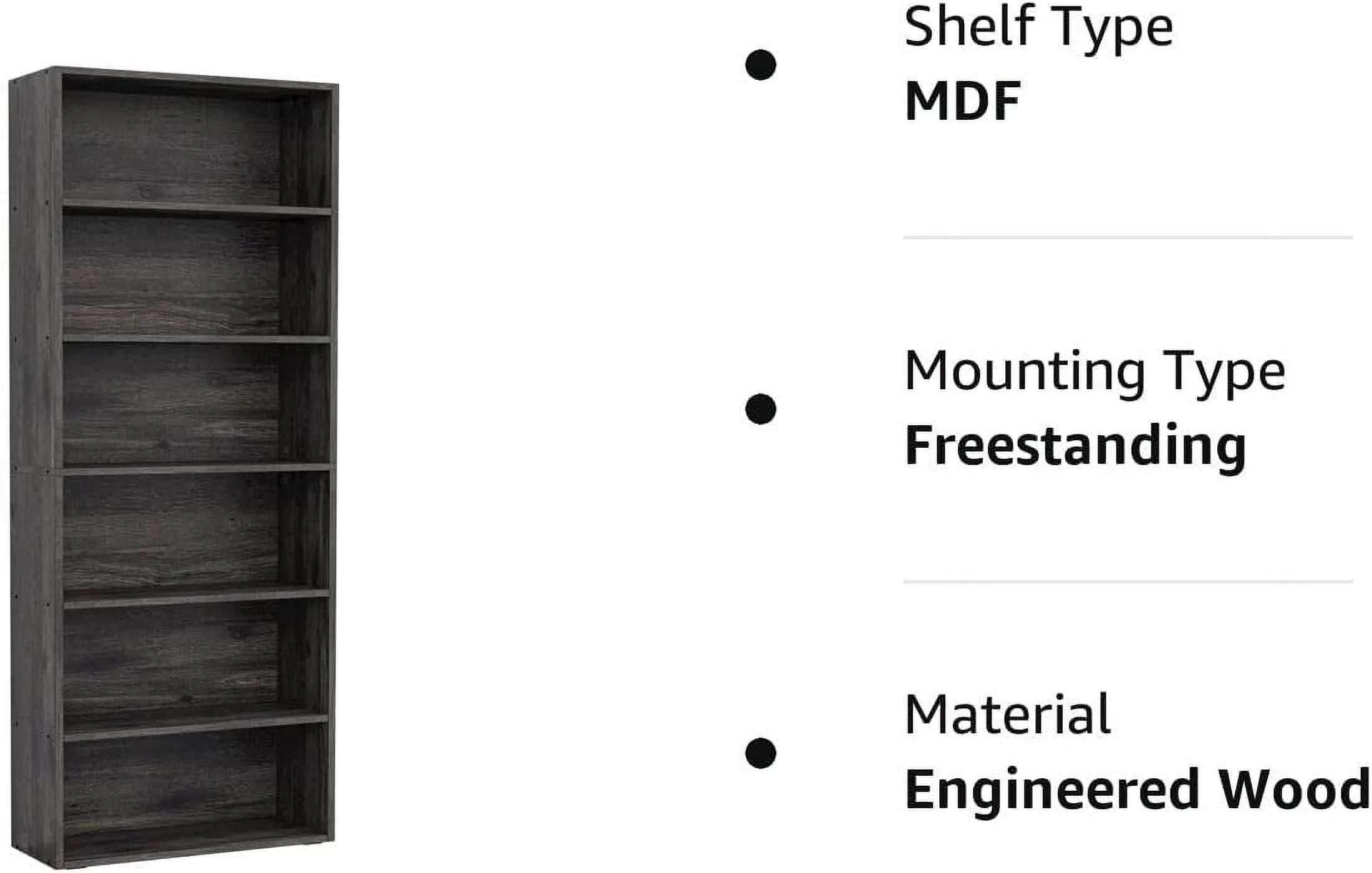 Bookshelves Floor Standing 6 Tier Display Storage Shelves 70in Tall for Home Office Living Room Bedroom H7502