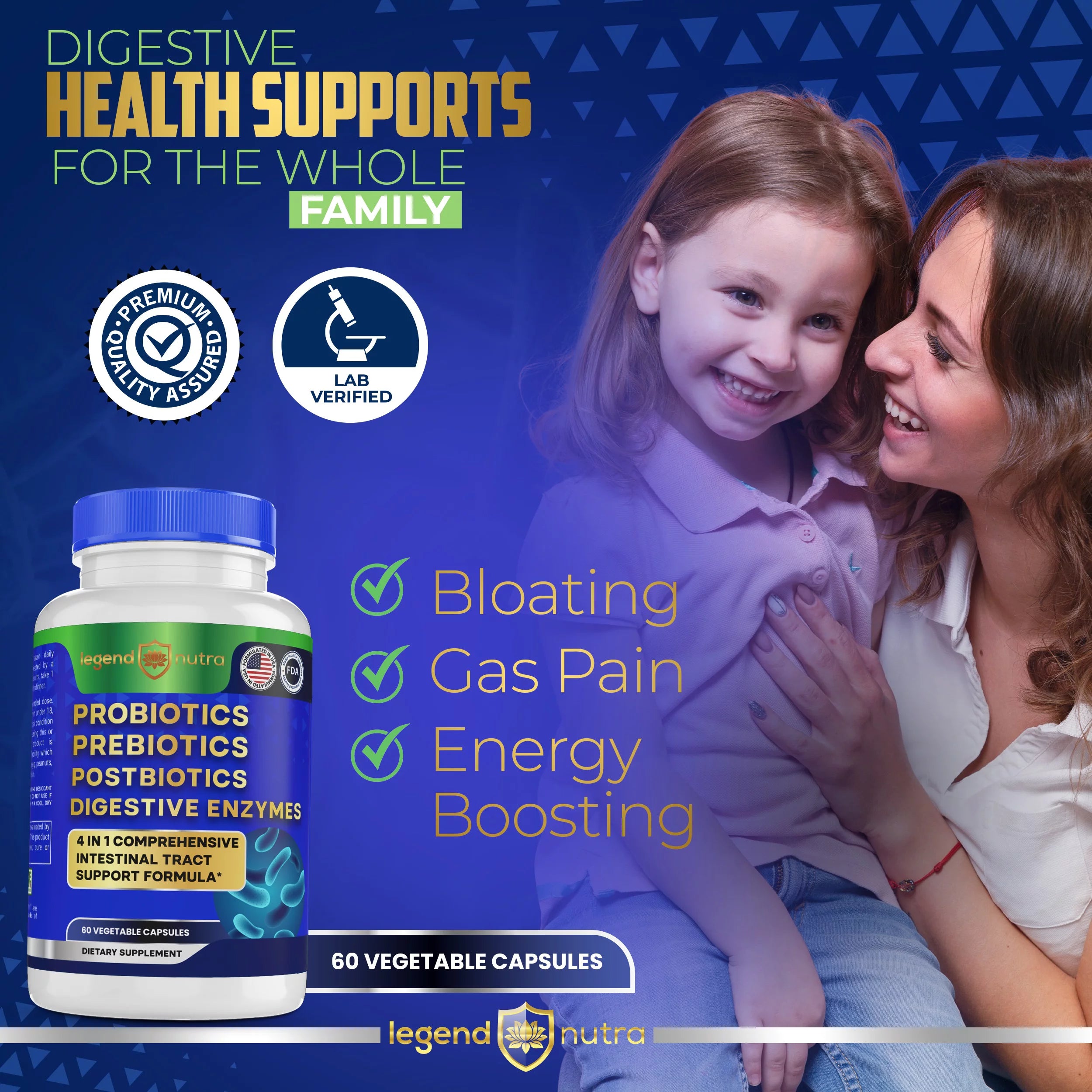 Digestive Enzymes Probiotics 4 in 1 for Men Women, 2-Pack, 120 Ct M73298