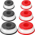 6 Pcs Collapsible Microwave Splatter Cover 3 Size Plate Covers for Food Vented Collapsible Microwave Cover Plastic Foldable BPA Free Silicone Splatter Guard with Grip for Kitchen