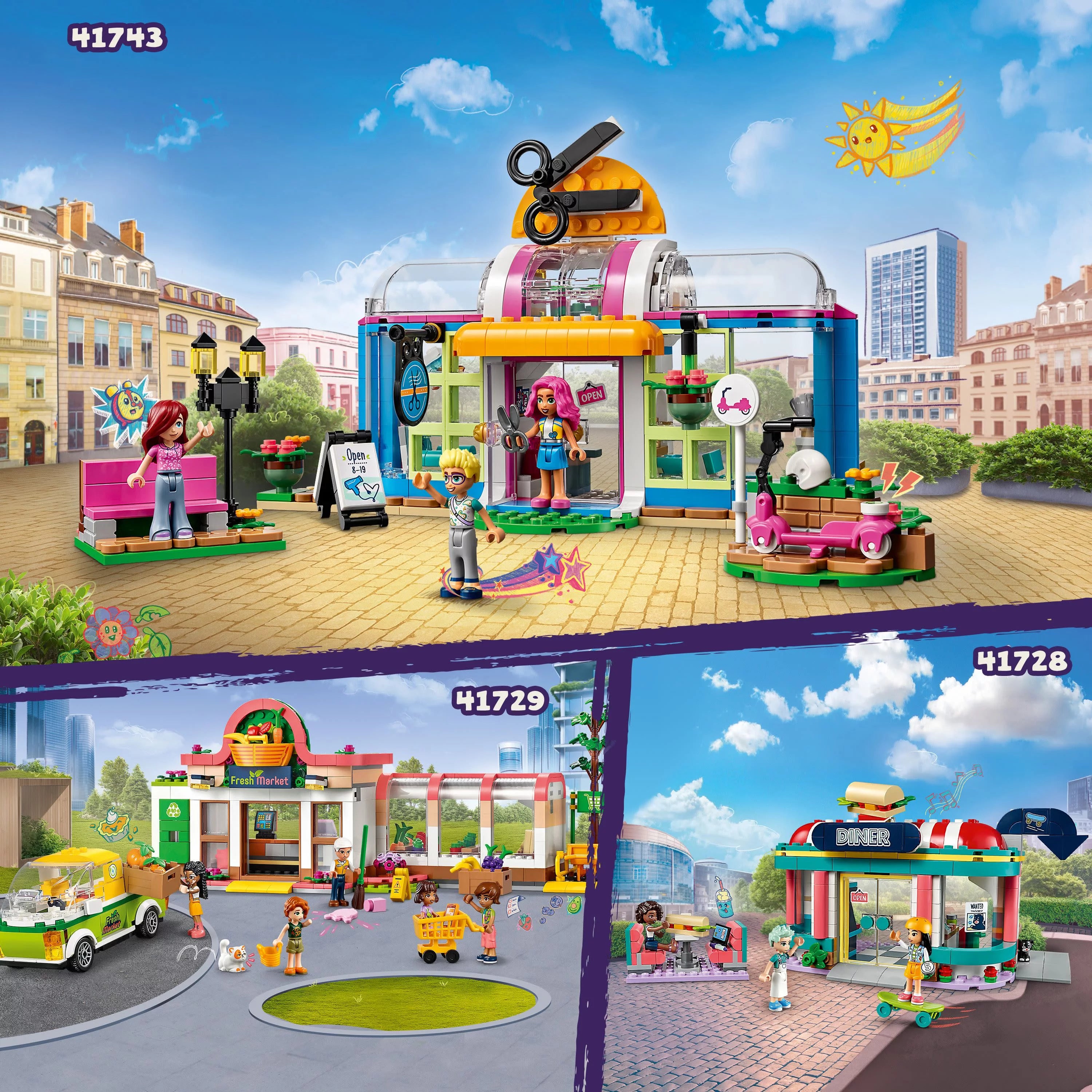 Toy Hair Salon Building Set with Mini-Dolls, Pretend Play Spa for Kids Ages 6+ P725511