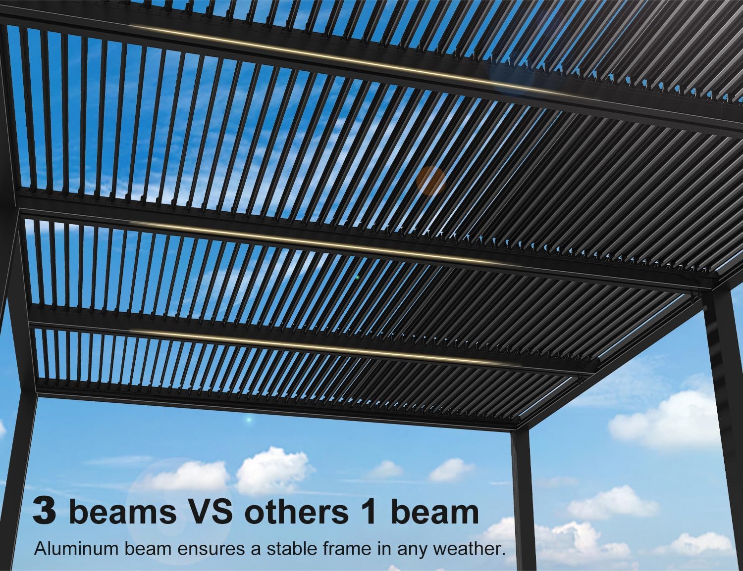 Louvered Pergola 12 x 20 ft Outdoor Aluminum with Adjustable Roof for Deck Backyard Garden W49810