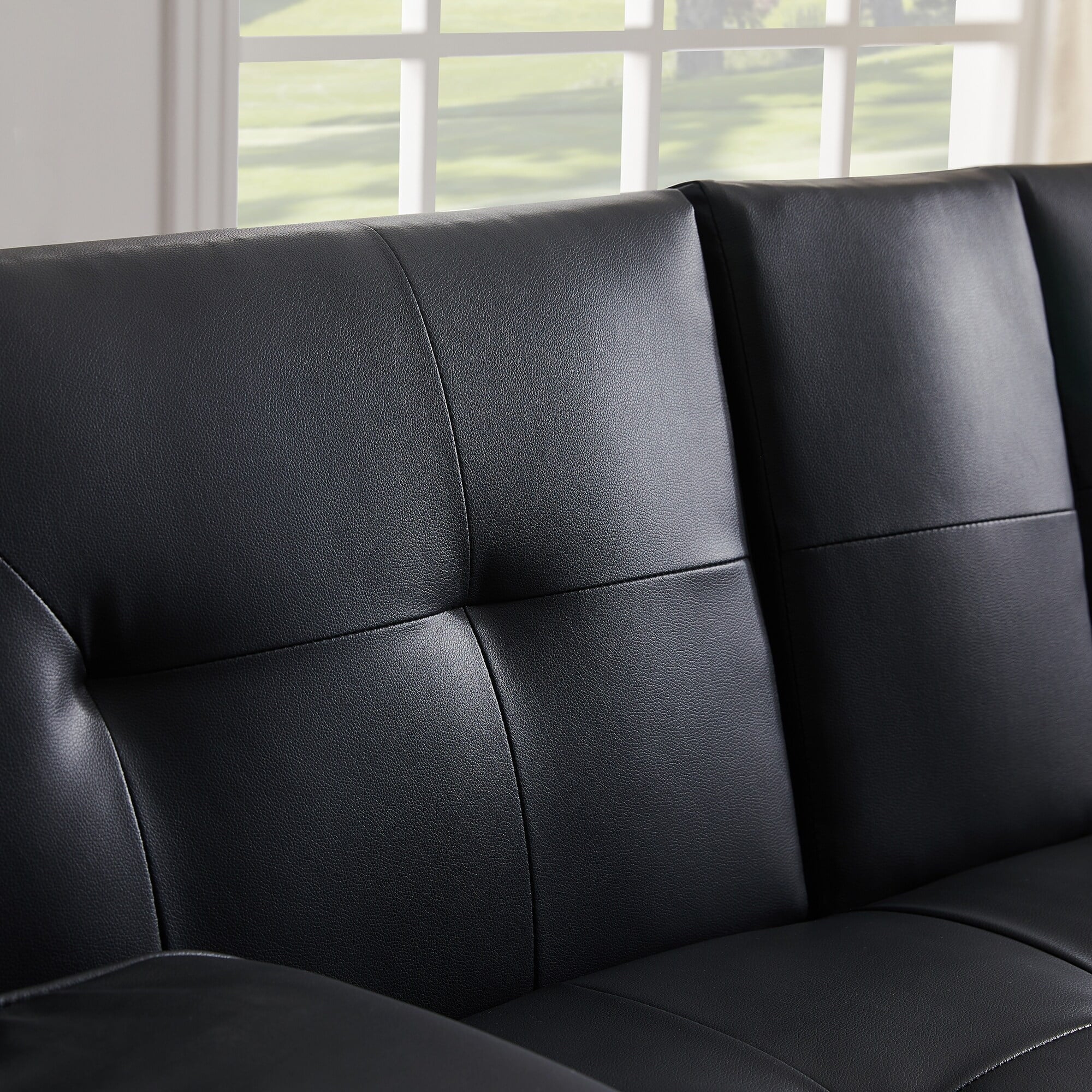 Faux Leather Loveseat Sofa Bed with Cup Holders P69964
