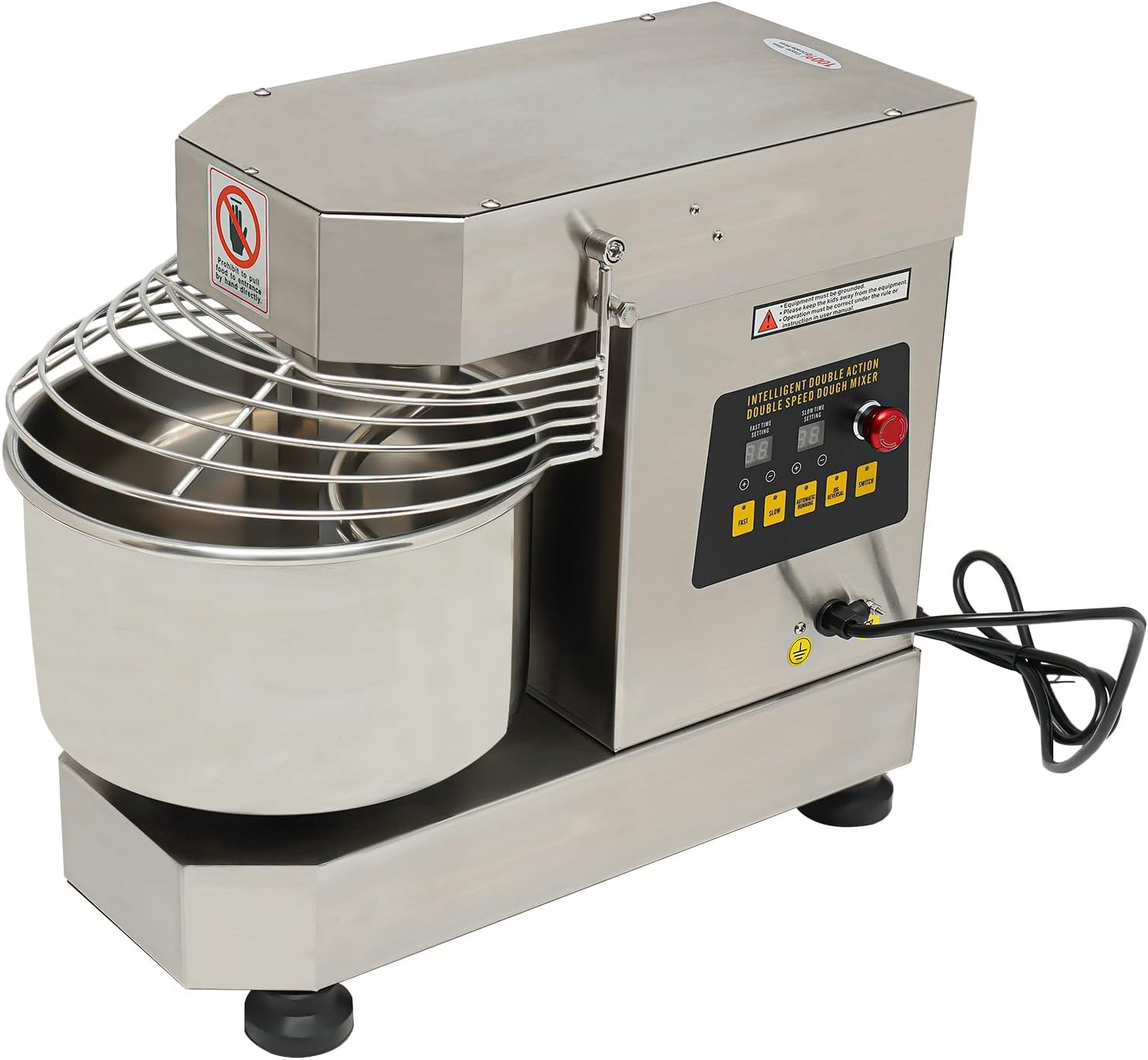 Commercial Dough Mixer,2.6 Gal Food Mixer Spiral Mixer,750W Dough Kneading Machine with Food-grade Stainless Steel Bowl,Speed Adjustable,Heavy-Duty Commercial Stand Mixer for Bakeries Pizzeria