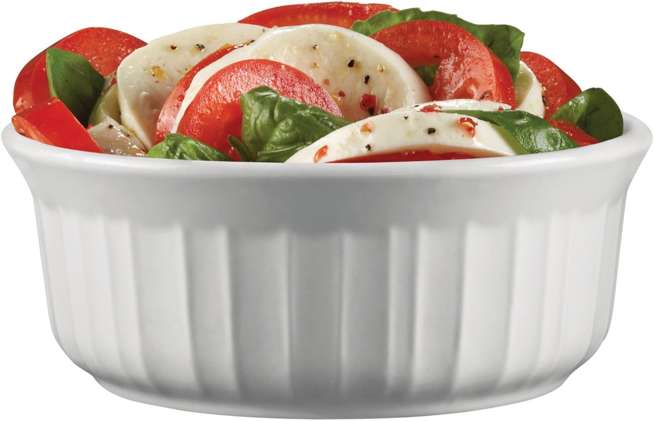 French White 16-Ounce Round Dish with Plastic Cover, Pack of 2 F553