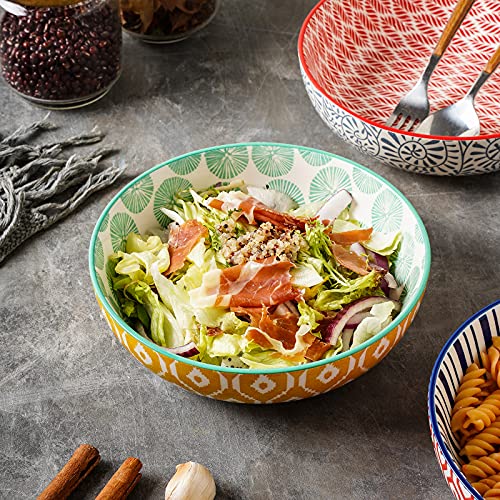 Ceramic Pasta Bowls Set of 4, 8 Inch, Microwave Safe R8988