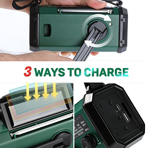 Emergency Weather Radio with Solar Hand Crank and Power Bank F786