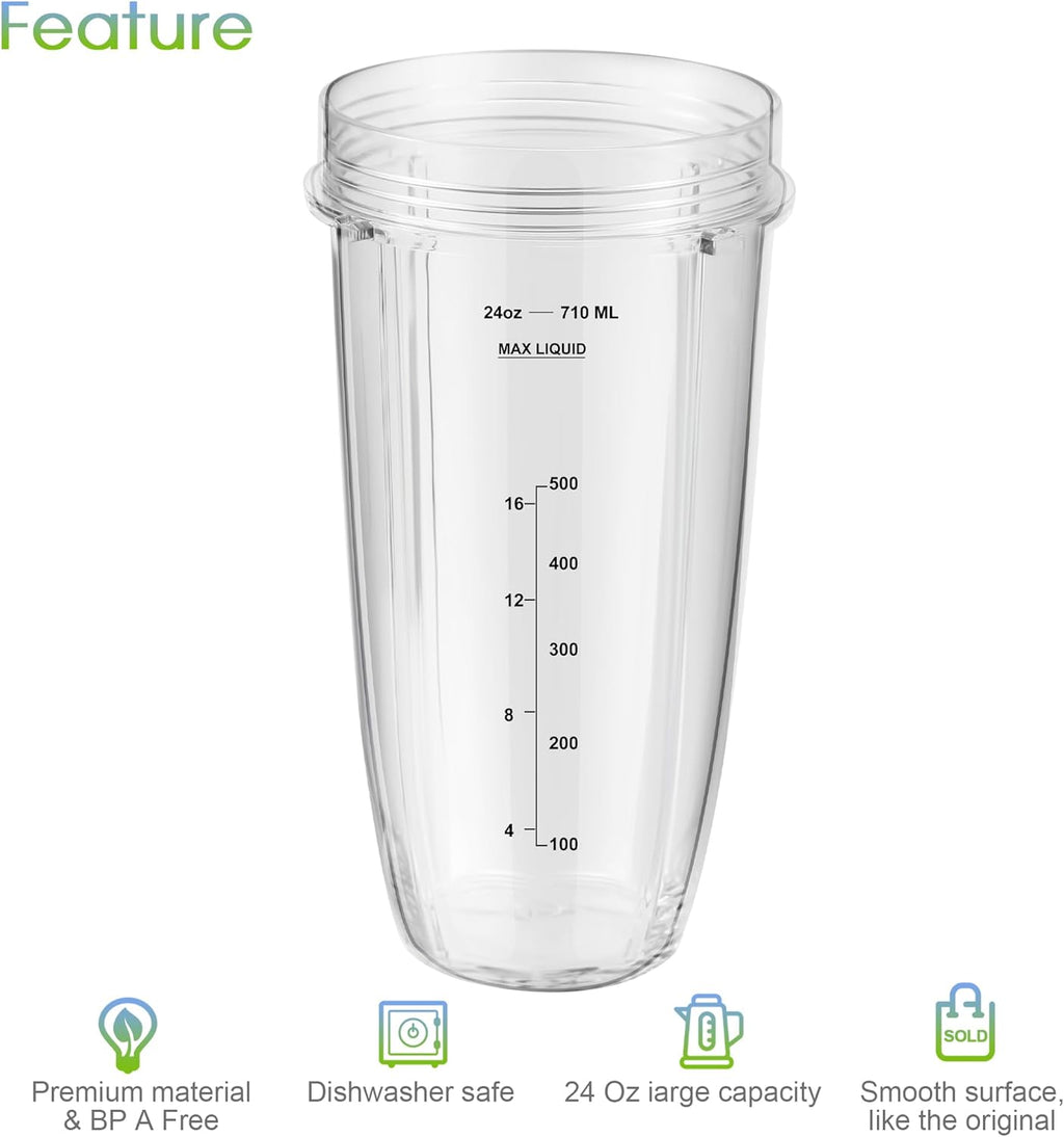 24oz Blender Cups with To-Go Lids and Extractor Blade O292