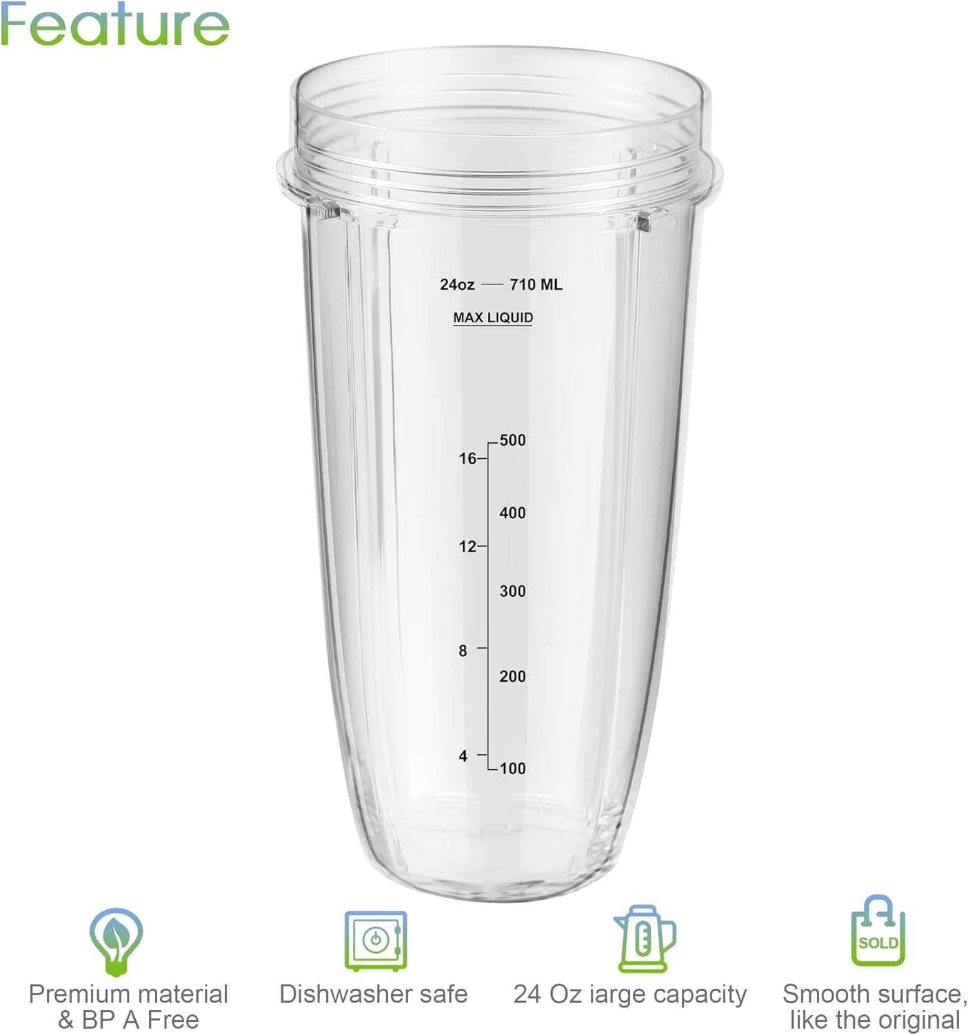 24oz Blender Cups with To-Go Lids and Extractor Blade O292