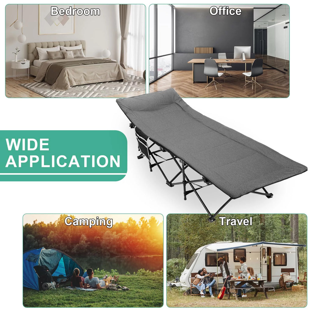 Folding Camping Cot with Pillow, Lightweight for Indoor and Outdoor Use P694196