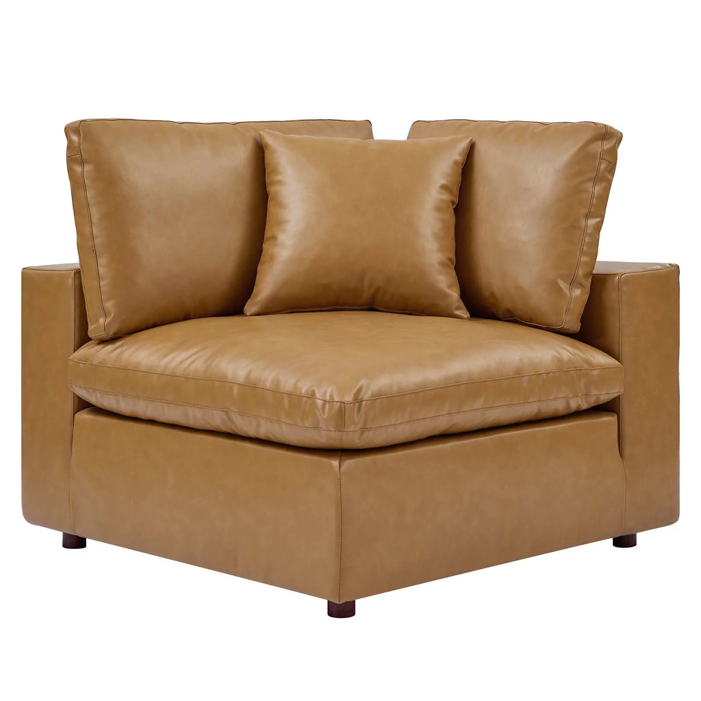 Vegan Leather 4-Piece Sectional Sofa in Tan H7830