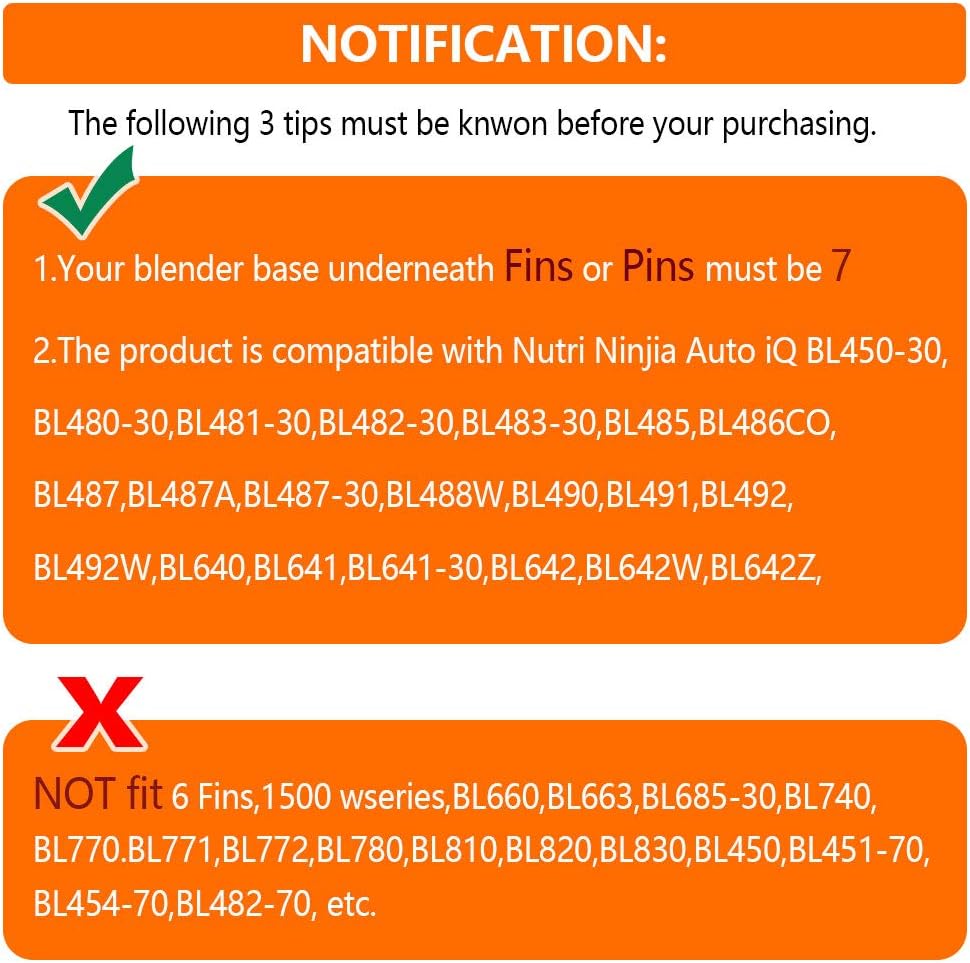 Blender Replacement Blade, 7 Fins, Compatible with Nutri Ninja Auto iQ Models J913813