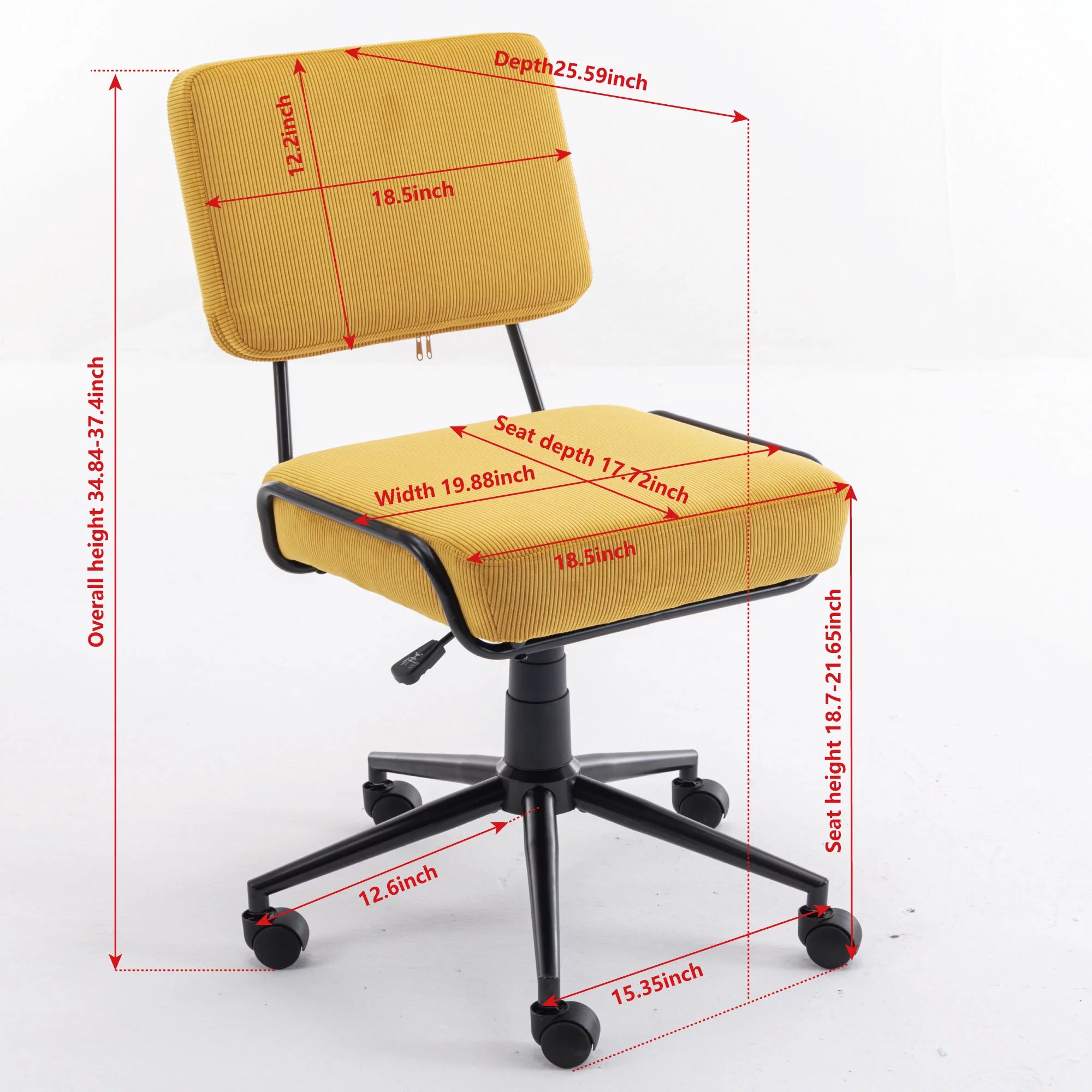 Corduroy Upholstered Swivel Desk Chair with Wheels S9217