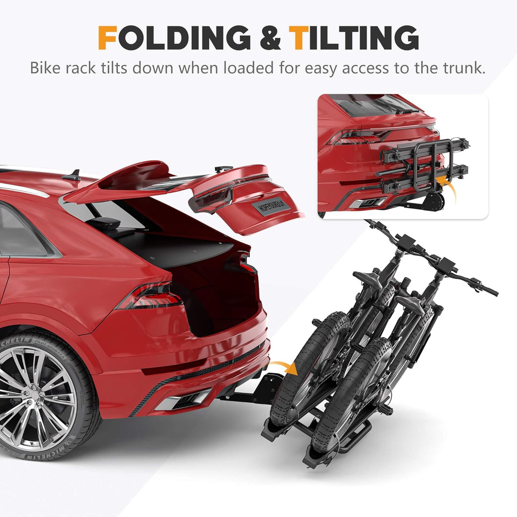 2" Hitch Bike Rack with Ramp, 200lbs Capacity, Fits Fat Tire E-Bikes N246193