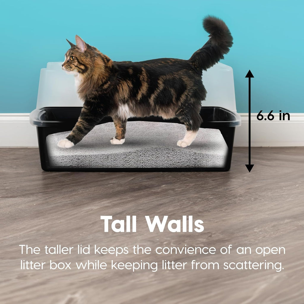 Extra Large Cat Litter Box with Scatter Shield, Open Top High Sided J20154