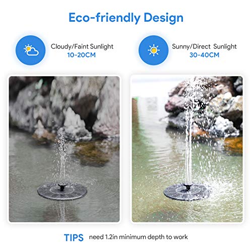 Solar Fountain, Floating Solar Water Pump for Bird Bath, Garden, Pond Z166