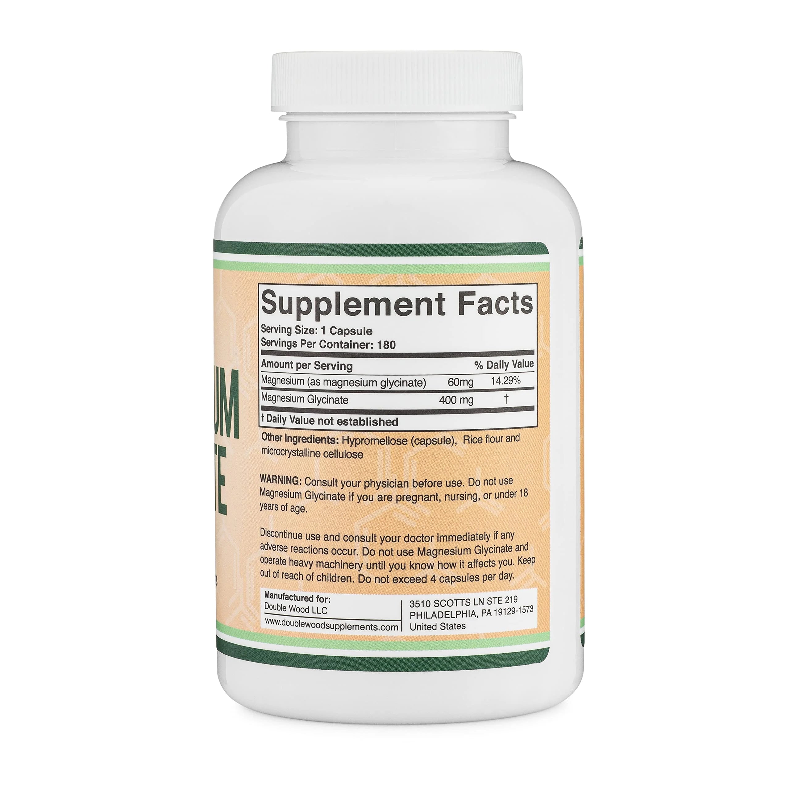Magnesium Glycinate 400mg, 180 Capsules, High Absorption I59648