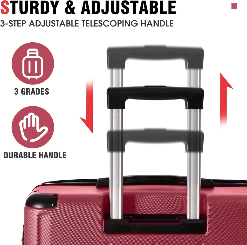 3 Piece Luggage Set, Lightweight Hardshell Spinner Suitcase with TSA Lock G5565