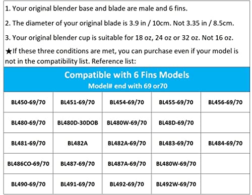 Blender Blade Replacement 6 Fins for 18 24 32 oz Containers Y369363