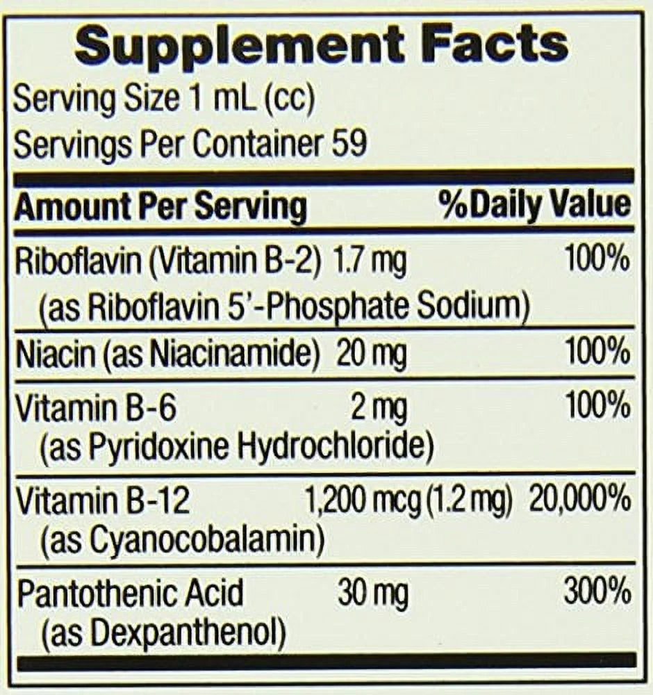 Vitamin B Complex with B-12 Sublingual Liquid, 2 oz, 4-Pack W724446