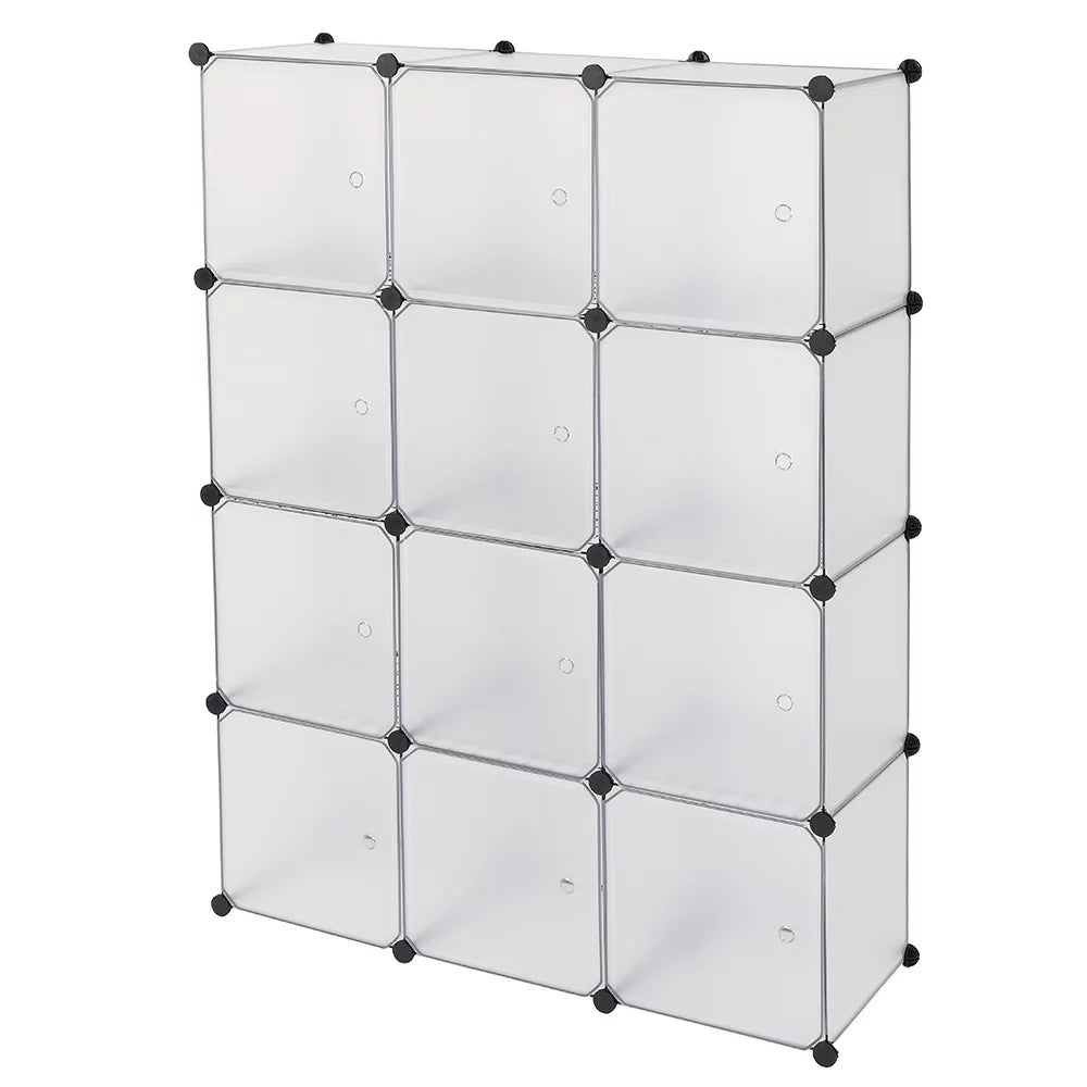 12-Cube Bookshelf Closet Organizer Storage Shelves, White N97603