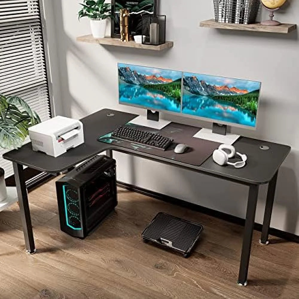 L-Shaped Corner Computer Desk with Cable Management G12345