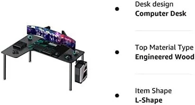 L-Shaped Corner Computer Desk with Cable Management G12345