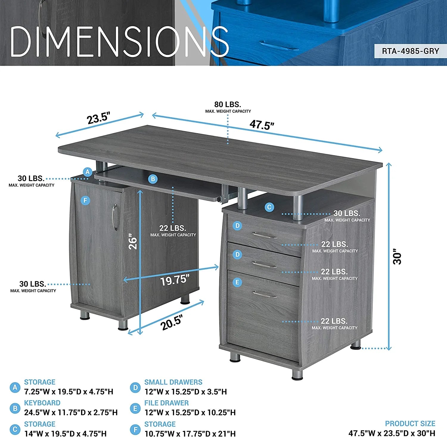 Gray Small Computer Desk M27748