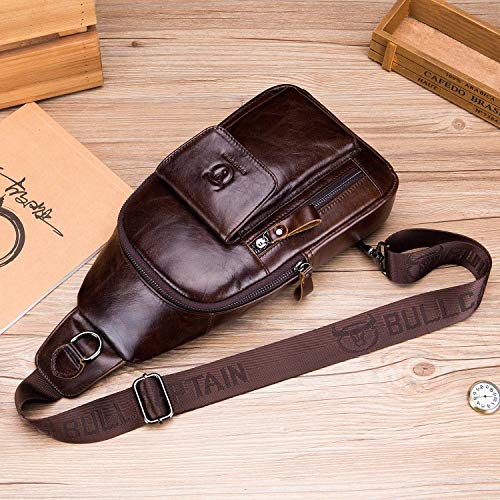 Men's Leather Crossbody Sling Bag for Travel Hiking X970