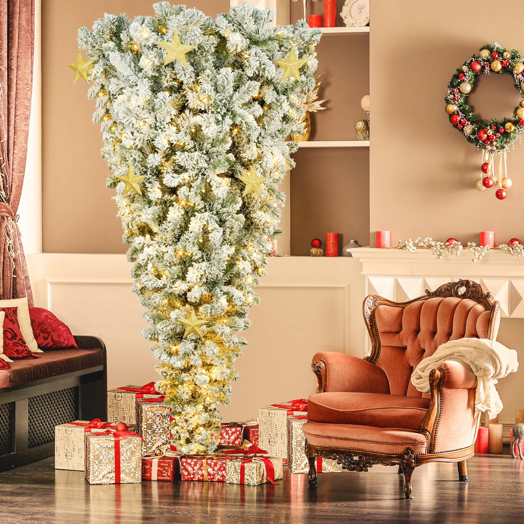 Upside Down Christmas Tree with Lights, 6FT Prelit Artificial Tree H898