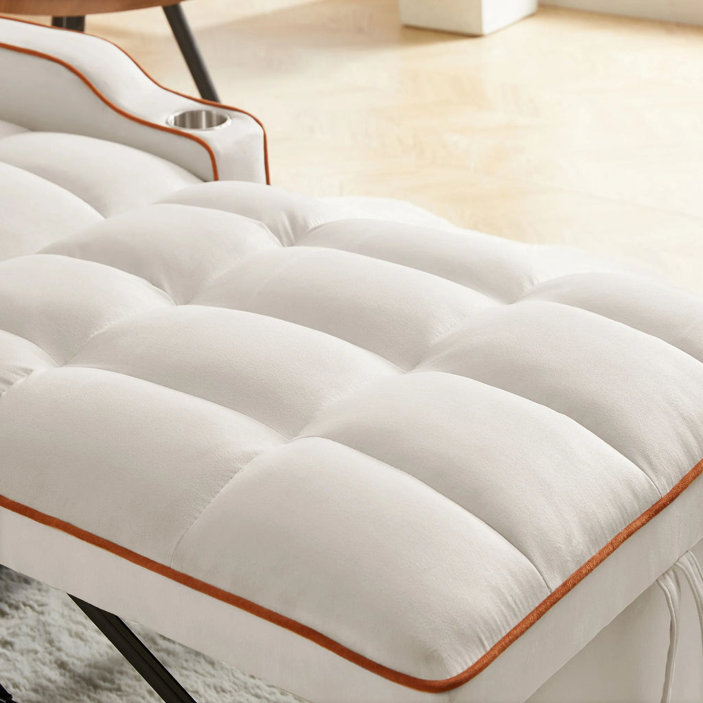Sleeper Chair Bed, Convertible Pull Out Sofa Bed with USB Port and Cup Holders, Beige S570