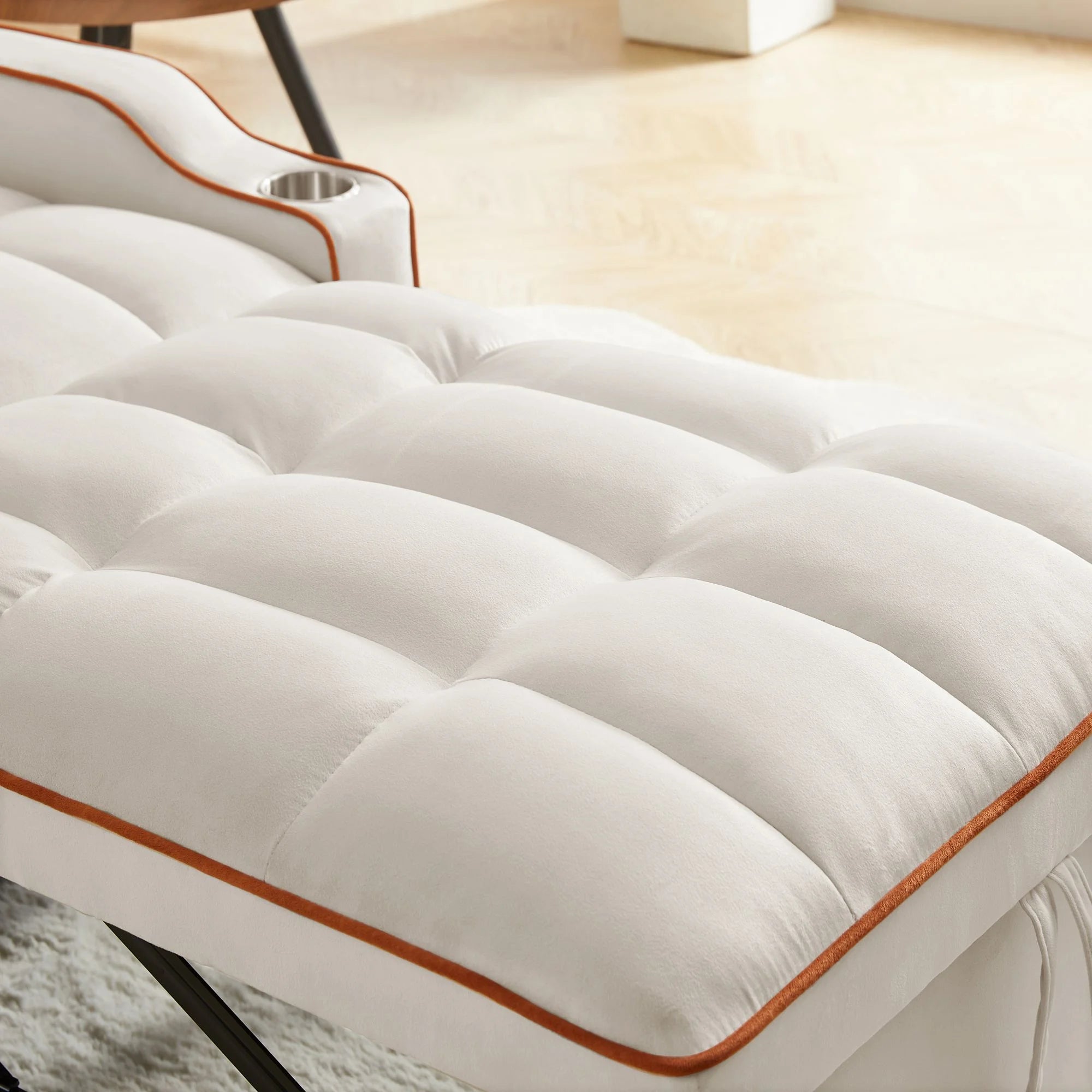 Sleeper Chair Bed, Convertible Pull Out Sofa Bed with USB Port and Cup Holders, Beige S570
