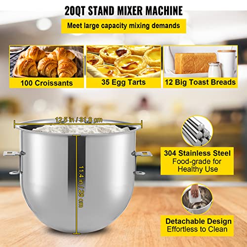 Commercial Food Mixer, 8.5Qt, 450W, Dual Rotating Dough Kneading Machine with Stainless Steel Bowl G439180
