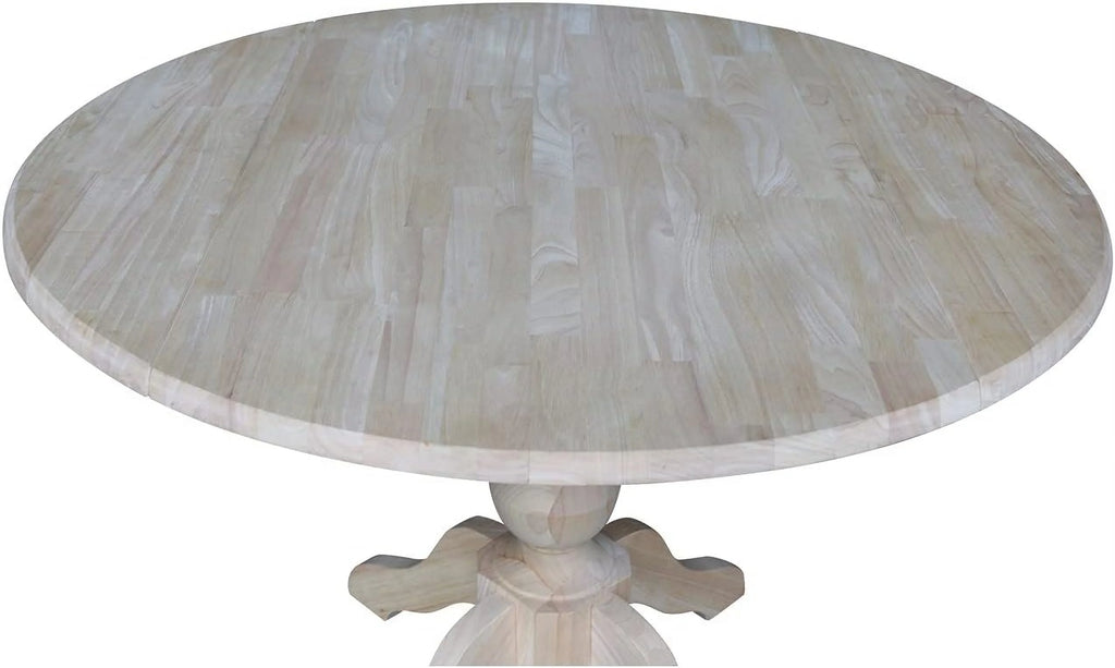 Round Dual Drop Leaf Pedestal Dining Table, Unfinished K6880