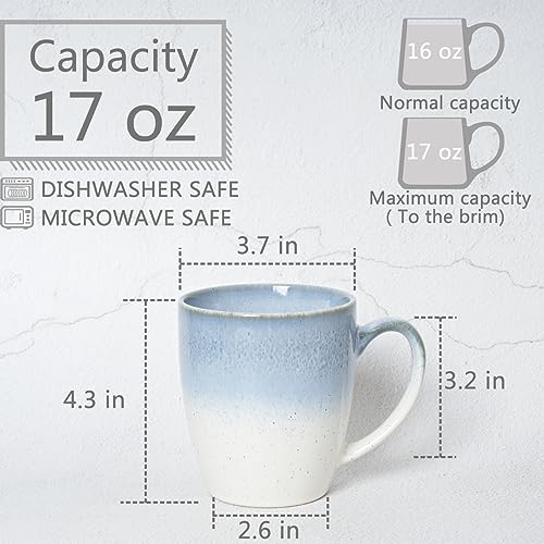 Ceramic Coffee Mug Set of 4, 17 Oz, Microwave Safe A227705