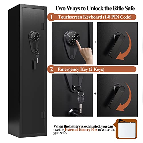 Gun Safe for Rifles and Pistols with Removable Shelf and Lockbox A649