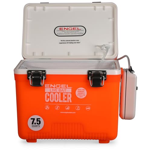 Live Bait Cooler Box with 2-Speed Portable Aerator Pump, Fishing Bait Station and Minnow Bucket D8809