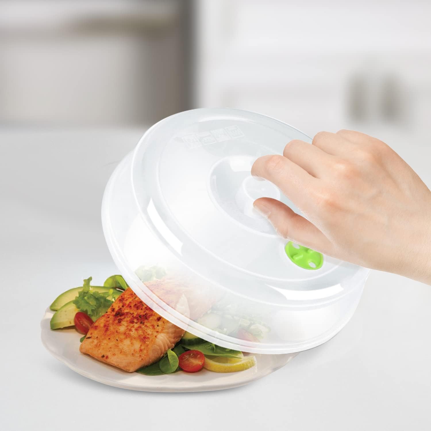 Microwave Food Splatter Guard Cover, Set of 5, Green, Steam Ventilation Window, Dishwasher Safe V181651