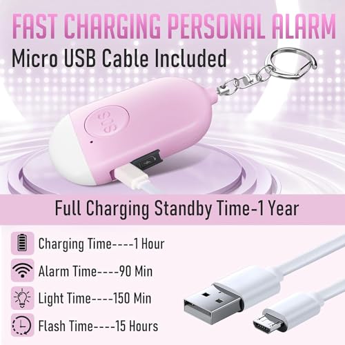 Personal Alarm Siren 3 Pack with LED Flashlight and USB Rechargeable N533250