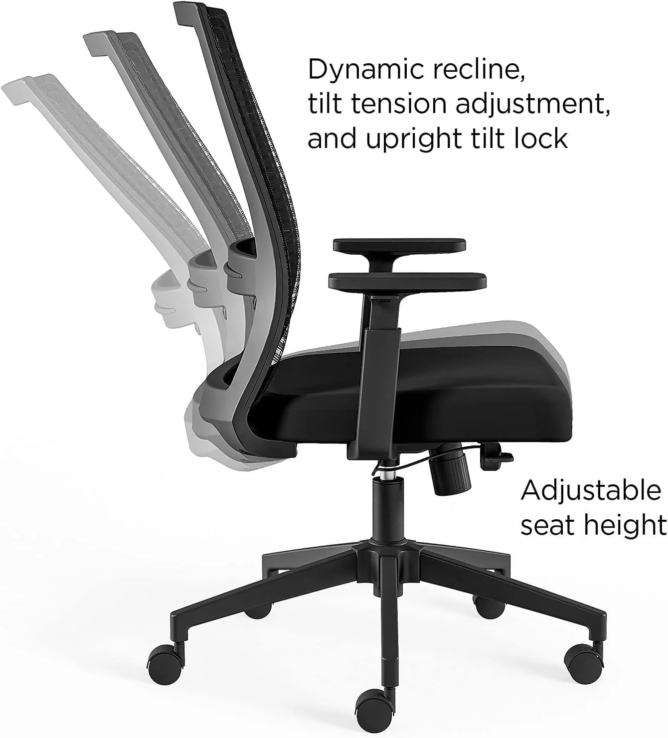 Swivel Task Chair, Black, 2-Pack U301
