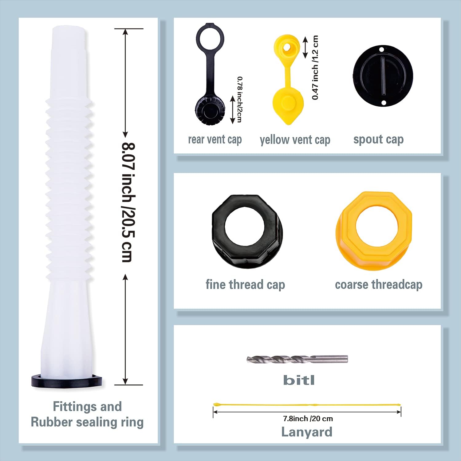 Replacement Gas Can Spout with Flexible Pour Nozzle and Vent Cap S86990