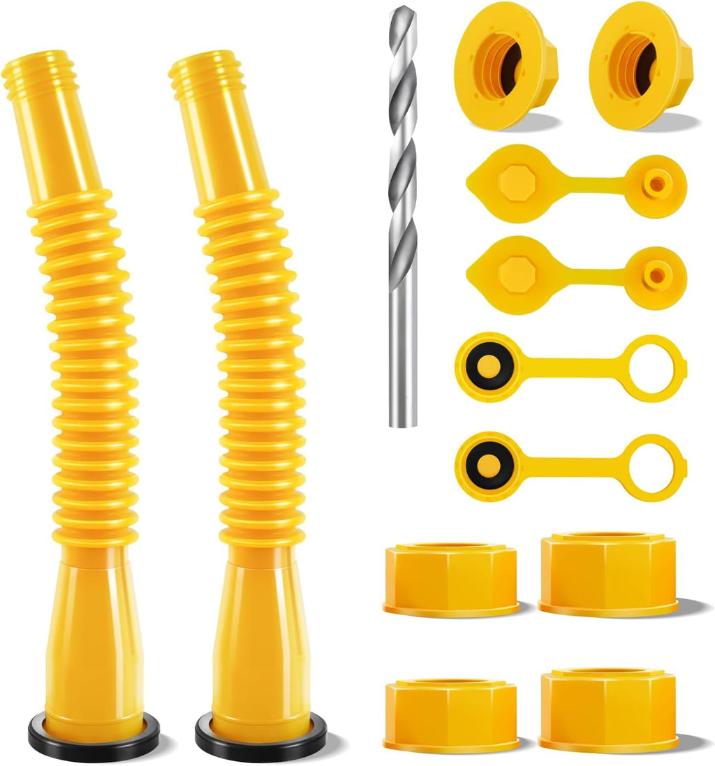 Gas Can Spout Replacement, Anti-Spill Gas Can Nozzle Replacement, 2-Kit Gas Can Spouts No Leaky, Upgraded Replacement Gas Can Spout with Flexible Nozzle, Gas Can Vent, Fit for Most 1/2/5/10 Gal Can