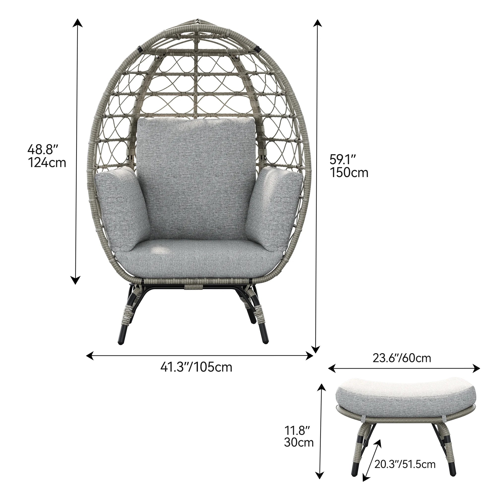 Egg Chair with Stand and Cushion for Patio, Garden, Backyard X902784