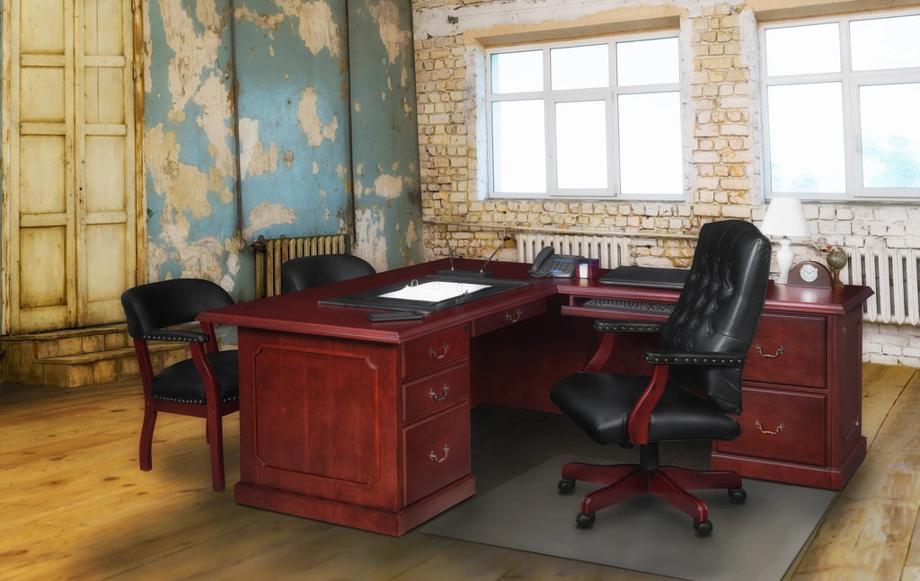 L-Shape Desk with Double Pedestal Drawer Unit D593451