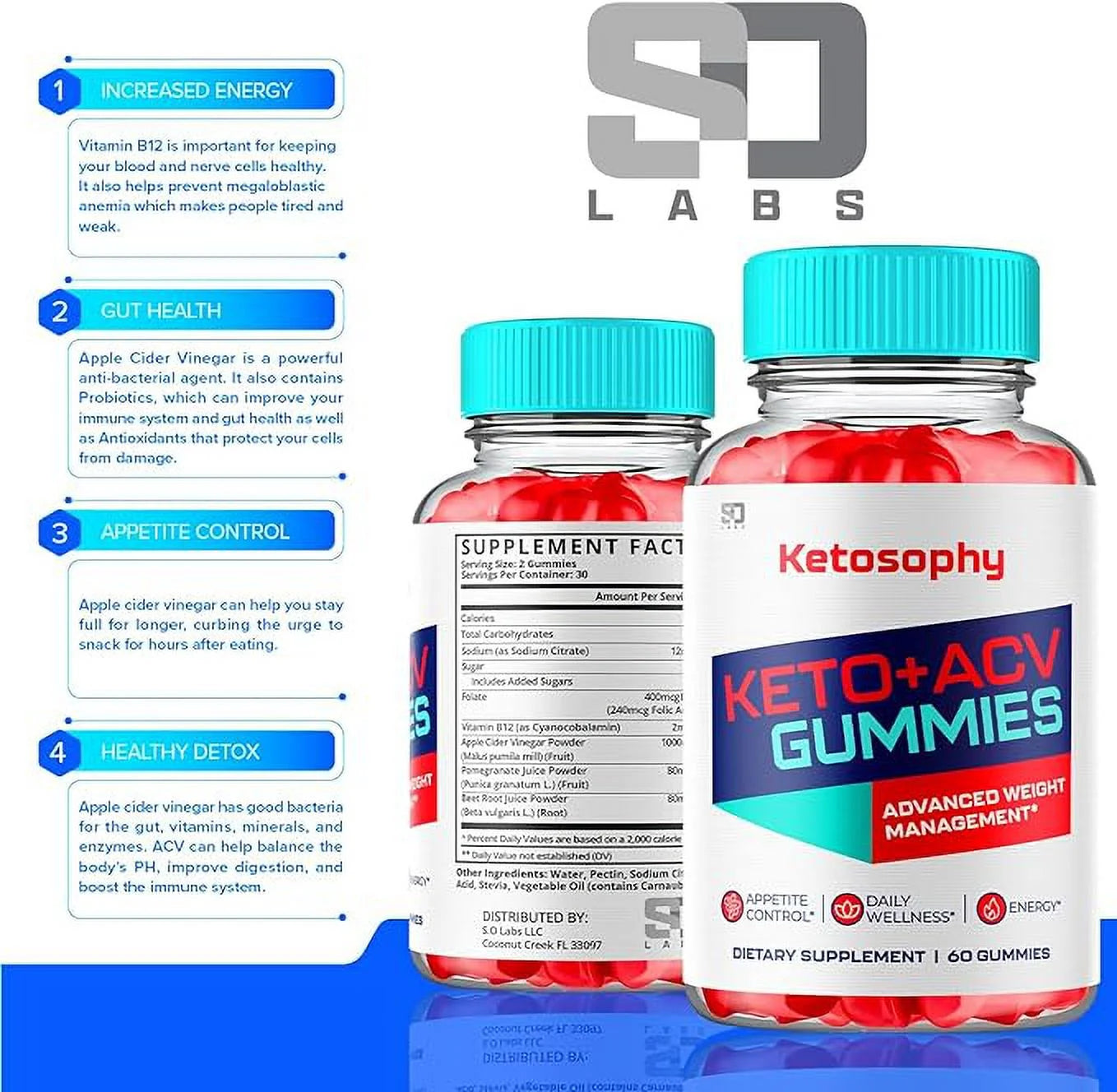 ACV Keto Gummies, Advanced Weight Loss Gummies (60 Count) E263634