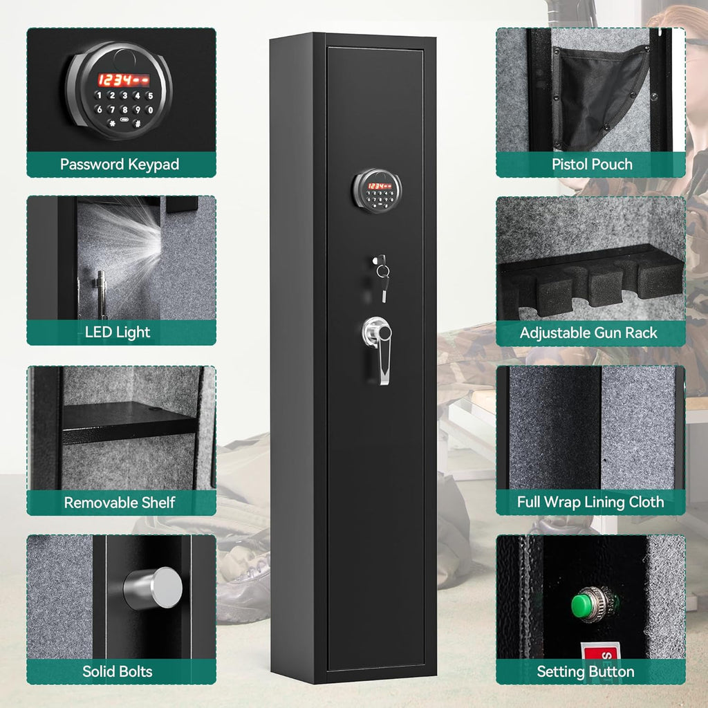 3-5 Rifle Gun Safe with Digital Keypad and Fireproof Bag Z38609