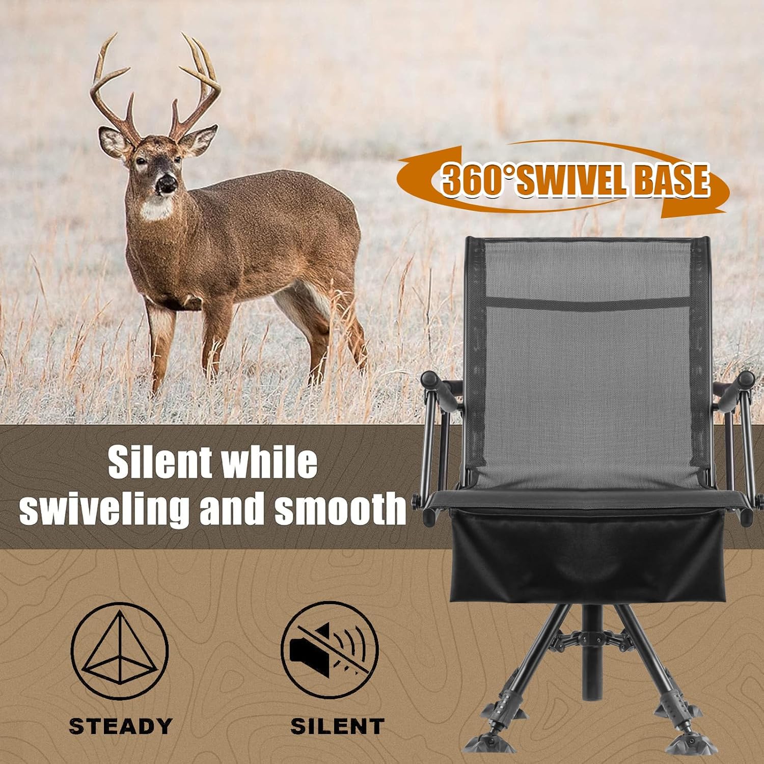 Folding Hunting Blind Chair with 360 Degree Swivel and Adjustable Height N9129