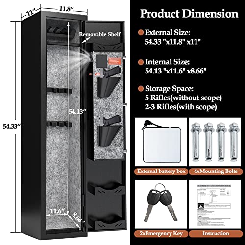 Gun Safe for Rifles and Pistols with Removable Shelf and Lockbox A649