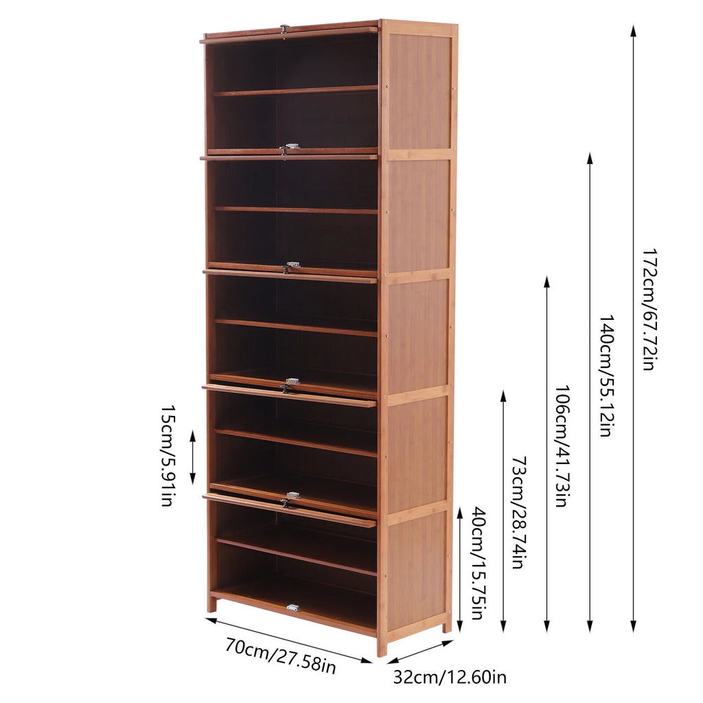 10 Tier Bamboo Shoe Rack Book Shelf Entryway Storage L25365