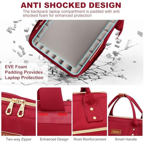 Lunch Backpack for Women with 15.6 Inch Laptop Compartment, Grey V8015